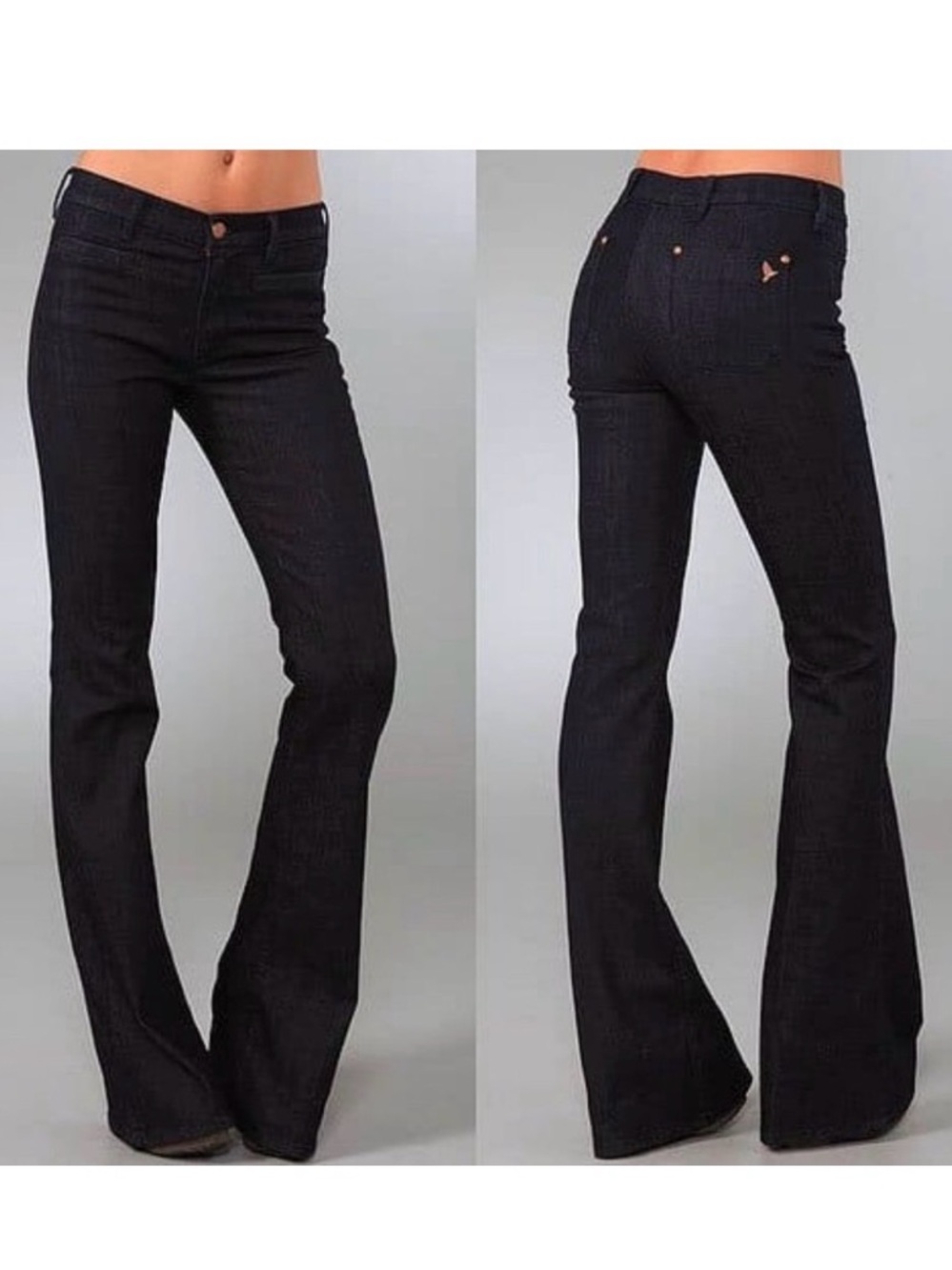 NWT New Mih Marrakesh Mid Rise Black Kick Flared Jeans Sz 26 Anthropologie [CH]